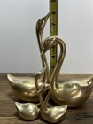 Vintage Large Solid Brass Swan 2 Pair Figurines Korea 2 Large 6-8    2 Small 2-4   
