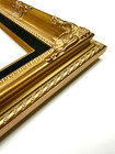 Picture Frame 8x10 - Antique Gold Ornate Baroque Wood Black Liner No Glass  b5g