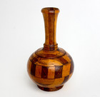 Antique Turned Segmented Wood Bottle-form Vase      Folk Art     6   