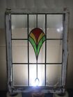 Antique Vintage Leaded Stained Glass Window Pane Teardrop Style Tulip  20  X 28 