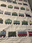 Pottery Barn Train Junction Twin  Appliqu   Quilt Set With Pillow Sham Vhtf Puppy