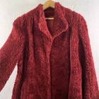Vintage 70s Womens Faux Sherling Teddy Jacket Sz S m Red Wine Indie Hippie Retro