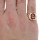 Yellow Gold Masonic Blue Lodge Men s Ring 10k Lab-created Ruby Oval