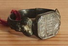 Late Medieval Bronze Ring  Slavic Letters  Remnants Of Gold Plating  Authentic