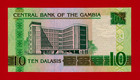 Gambia 10 Dalasis 2013 Unc Note W o White Borders  Sign  Colley   Njai -  p-26c 