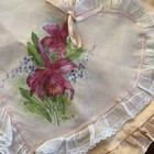 Pair 2  Heart Shaped Pillow Covers Satiny Lace Boudoir Baby Hand Painted- Read