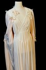 Vtg Lady Leonora Peignoir Lucy Larcom Sheer Lace  Glamorous  Nylon Size 40 Pink