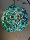 Mcm Rock Candy Swag Lamp Chunky  W  Chain Cord Blue  Green   Aqua - Way Cool