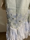 Light Blue White Denim Hippie Boho Beaded Embroidery Lace Size S 4-6  Skirt 710