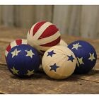 New Primitive Americana Rag Balls Set Of 6 Bowl Fillers Red Cream Dk Blue 2 5 d