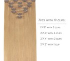 100  Human Hair Extensions Clip In Remy Hair 16a Strawberry Blonde 7pcs 120g
