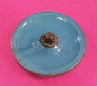 Victorian Turquoise Glass Button W  Art Nouveau Flowers  And Silver Luster  Med 