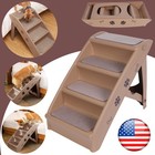 Foldable Pet Stairs 4 Non-slip Steps Dog Ladder W  Support Frame For High Bed