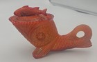 Vintage Summit Glass Red Orange Slag Glass Dolphin Fish Dish