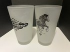 Vtg 1998-budweiser Clydesdale Horse Frosted Pint Beer Mugs-set Of 2-rare   Nice 