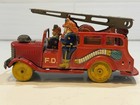 Vintage 1950 s Sss Shioji Shoten Japan Tin Friction Fire Truck Ladder
