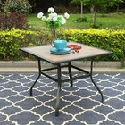 Patio Dining Table Outdoor Table With Umbrella Hole Woodlike Tabletop Square