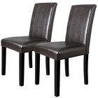  2 Set Dining Parson Room Chairs Kitchen Formal Elegant Leather Design Brown