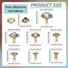 280 Sets 7 Sizes Clear Rhinestone Rivets 5 6 7 8 9 10 11mm Golden Crystal Riv   
