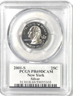     2001-s New York 90  Silver Washington Quarter   Pcgs Pr69dcam State Flag Label