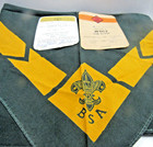 Bsa  Boy Scout Green Neck Tie  Handkerchief Scarf Cub Scout Card Boy Scout Card
