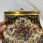 Vintage 1950   s Style Floral Tapestry Bag Metal Frame   Gold Chain Strap Purse