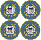 United States Coast Guard Logo Drink Coasters Polyester Top Rubber Bottom Set 4