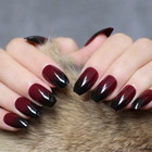 Coffin  fairy Tale  Black Burgundy Full Cover 24 Nail Tips Press On Glue Set 