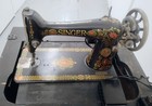 Antique Singer 66 Sewing Machine Red Eye Pedal Electric Works In Cabinet