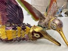 Set Of 2 Articulated Cloisonne Hummingbird Enamel Metal Hanging Ornaments