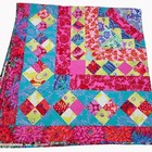 Handmade Colorful Patchwork Quilt 72x93 By Karen Shepherd With Floral Backing