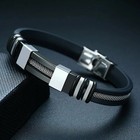 Black Braided Leather Bracelet For Men With Stainless Steel Magnetic Clasp Usa