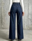 Women s Blue Black Denim Jeans Straight Leg Slip Hollow Buckle Sexy Pants Casual