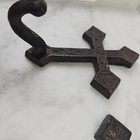 Pair Cast Iron Cross Wall Hooks Rustic Gothic Western Coat Towel Hangers