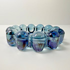 Vtg Anchor Hocking Boopie Nova Blue Bubble Glass Ashtray Mcm Trinket Dish 5  Euc