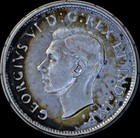 1944 Canada Canadian 25 Cents Coin  Nice Toning Au Vf  80  Silver  