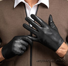 Men s Driving Thin Breathable Touch Screen Real Leather Full Finger Gloves