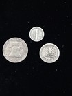 Lot Of Three Us  900 Silver Coins Mixed Dates   Denominations Ref  055