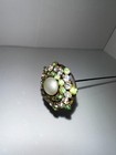 Antique Victorian Light Green Hatpin With Pearl Centerpiece 10 5 Inch