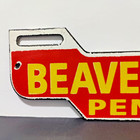 Vintage Beaver Falls Penna Porcelain License Plate Topper Sign 12  X 4  Inch
