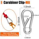 Carabiner 3 Inch Spring Snap Hook  16pcs M8 5 16 Inch Spring Snap Hook Quick Lin