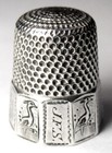 Antique Simons Bros  Sterling Silver Thimble     cranes        jfs    Monogram  C1880s