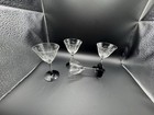 Set Of 4 Vintage 1950   s Etched Cocktail Featuring A Delicate Design   Dark Stem 