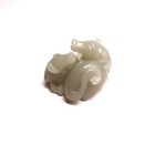 Vintage Chinese Hand Carved Nephrite Jade Two Cuddling Dogs Figurine Amulet