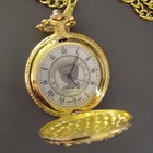American Civil War Full Hunter Gold Tone Pocket Watch Quartz Roman Chain
