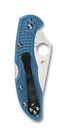 Spyderco Delica 4 Folding Knife C11fpbl Plain Edge Vg-10 Blade Blue Frn Handle