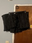 Women   s Black Floral Lace Strapless Boned Lace-up Back Bustier Plus 4xl