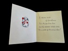1 Vtg Unused Xmas Greeting Card Girl Tying Scarf On Very Cute Snowman W  Shovel