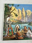 Vintage Childs Wood Wooden Jigsaw Puzzle Cowboys Indians  1960 s Germany Printed