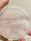 Vintage 1950-60 Pressed Glass Vanity Powder Jar Frosted Pressed Glass Good Cond